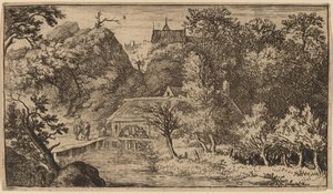 Moinho de água no sopé de uma montanha, provavelmente c. 16451656. de Allart van Everdingen