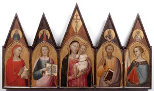 Madonna e criança com santos.