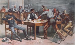 Argumento sobre cartas em um salão ocidental de Allen Carter (after) Redwood