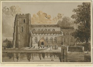 Lichfield - Igreja de São Chade: desenho da sépia vermelha, 9 Set 1842 (desenho)