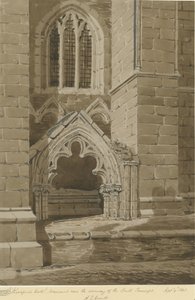 Catedral de Lichfield - transepto sul: desenho em sépia vermelho, 9 de setembro de 1842