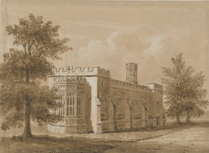 Tixall - Capela no Tixall Hall: desenho em lavagem sépia vermelha, nd [julho de 1842]