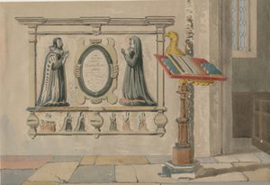 Igreja de Wednesdaybury - Monumento a Thomas e Eleanor Parkes: pintura a cores da água, 23 de março de 1843