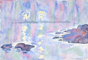 Aguarela no. 73, Azul e lavanda de Allen Tucker