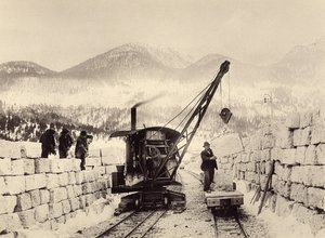 Construção dos túneis de Worcheiner, iniciada em 1897. foto 1905 (foto) de Alois Beer