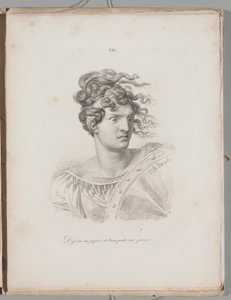 Arte da litografia: Cabeça de uma amazona, placa XIV de Alois Senefelder
