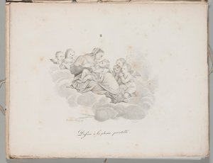 Arte da litografia: Nossa Senhora e o Menino nas Nuvens, Placa II de Alois Senefelder