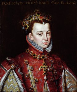 Retrato de Elizabeth de Valois (1545-68) Rainha da Espanha (óleo sobre tela) de Alonso (studio of) Sanchez Coello