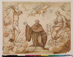 Santo Agostinho hesita entre o sangue de Cristo e o leite da Virgem Maria, reto, século XVII