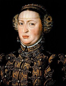 Catarina da Áustria, Rainha de Portugal (1507-78) (óleo sobre painel de carvalho) de Alonso Sánchez Coello