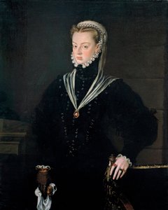 Retrato da Arquiduquesa Joana da Áustria (1535-1573), Princesa de Portugal - Pintura de Alonso Sanchez Coello (1531-1588), óleo sobre tela, ca. 1557 (116x93,5 cm) - Retrato da Arquiduquesa Joana da Áustria (1535-1573), Princesa de Portugal, Óleo sobre tela de Alonso Sánchez Coello