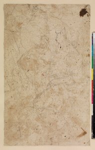 Figura estudos com uma mulher ajoelhada no perfil, verso, século XVII de Alonso del Arco