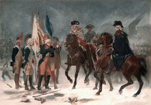 Rendição do Coronel Rall na Batalha de Trenton, 26 de dezembro de 1776, 1858 (óleo sobre papelão)