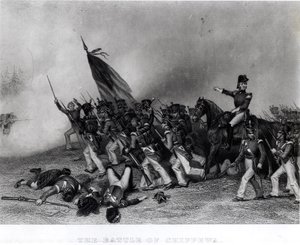 A Batalha de Chippewa, General Scott Ordenando a Carga do Batalhão de McNeil, 5 de julho de 1814, gravado por Johnson, Fry und Co. (gravura) (foto bundw) de Alonzo Chappel