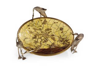 Taça (Tazza), marchetaria de Ferdinand Duvinage, segunda metade do século 19 (bronze prateado e dourado, marfim e madeira) (ver também 476612)