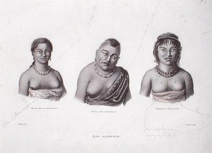 Esposas dos chefes havaianos das Ilhas Sandwich, c.1824 (gravura)