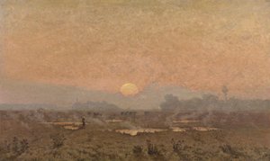 Nascer do sol no Kempen (óleo sobre tela) de Alphonse Asselbergs