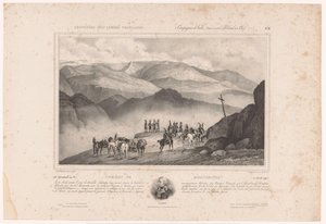 Soldados na véspera da Batalha de Montenotte e retrato de Amédée Emmanuel François Laharpe Combat de Montenotte (12 de abril de 1796) (título no objeto) Memórias do Exército Francês (título da série) Souvenirs des armées françaises (Campanhas d