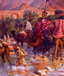 Grupo de Nómadas Árabes no deserto. por Nasreddine Dinet (Alphonse-Étienne Dinet). 1861 1929. um pintor orientalista francês de 1918 de Alphonse Etienne Dinet