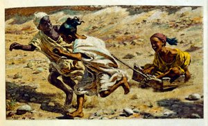 Ilustração de Dinet de "Mirages" Cenas da vida árabe. 1906. Mirages, Scenes De La Vie Arab foi ilustrado por Etienne Dinet com comentários de Silman Ben Ibrahim Bamer. Nasreddine Dinet nasceu como Alphonse-Etienne Dinet; (1861-1929) foi um francês de Alphonse Etienne Dinet