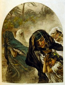 Ilustração de Dinet de "Mirages" Cenas da vida árabe. 1906. Mirages, Scenes De La Vie Arab foi ilustrado por Etienne Dinet com comentários de Silman Ben Ibrahim Bamer. Nasreddine Dinet nasceu como Alphonse-Etienne Dinet; (1861-1929) foi um francês de Alphonse Etienne Dinet
