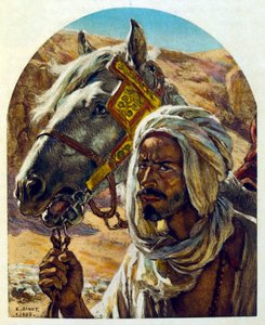 Ilustração de Dinet de "Mirages" Cenas da vida árabe. 1906. Mirages, Scenes De La Vie Arab foi ilustrado por Etienne Dinet com comentários de Silman Ben Ibrahim Bamer. Nasreddine Dinet nasceu como Alphonse-Etienne Dinet; (1861-1929) foi um francês