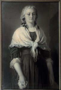 Retrato da Rainha Maria Antonieta (1755-1793) na Portaria A Rainha, representada em 1793, está de luto. Desenho a carvão de Alphonse François (1814-1888) 1851 Sun. 0,72x1,11 m Malmaison, musee du chateau de Alphonse François