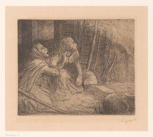 Duas mulheres de aspecto ajoelhado de Alphonse Legros (signed by artist)