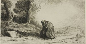 Um vagabundo andando por uma pista de Alphonse Legros