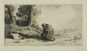 Um vagabundo andando por uma pista de Alphonse Legros