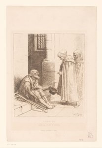 Mendigo numa escadaria
Caridade (título sobre o objecto) de Alphonse Legros