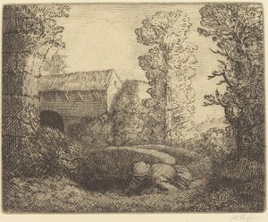 Ponte no moinho Le pont du moulin. de Alphonse Legros
