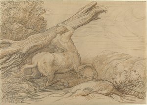 Centauro carregando um tronco de árvore de Alphonse Legros