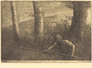 Pescador com uma rede Hoop (La peche a la trouble) de Alphonse Legros