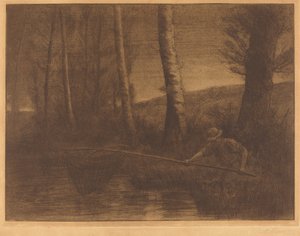 Pescador com uma rede Hoop La peche a la trouble. de Alphonse Legros