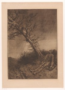 Velho morto debaixo de uma árvore Le mort du Vagabond de Alphonse Legros