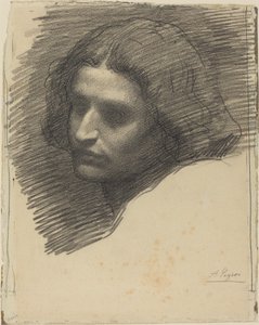 Cabeça de um homem virado para a esquerda [reto]. de Alphonse Legros