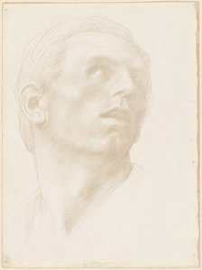 Cabeça de um homem olhando para a direita, década de 1890. de Alphonse Legros
