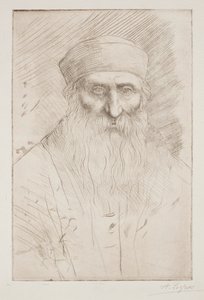 Cabeça de um homem com barba longa de Alphonse Legros