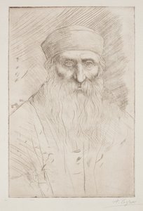 Cabeça de um homem com uma barba longa. de Alphonse Legros