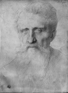 Cabeça de homem com barba longa, 1898 (silverpoint em cartolina branca) de Alphonse Legros