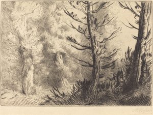 Na Floresta de Fontainebleau (Dans le foret de Fontainebleau) de Alphonse Legros