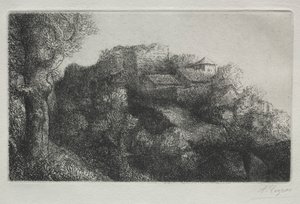 Paisagem (com edifícios) de Alphonse Legros