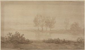 Paisagem - quatro árvores para além de um rio de Alphonse Legros