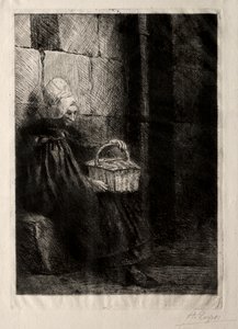 Paisagem nos arredores de Boulogne, chamada Mulher com Cesta de Alphonse Legros