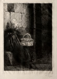 Paisagem na vizinhança de Boulogne, chamada mulher com uma cesta. de Alphonse Legros