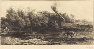 Paisagem com Barco, 2ª placa (Paysage au bateau) de Alphonse Legros