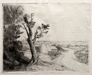 Paisagem com Strawstacks de Alphonse Legros