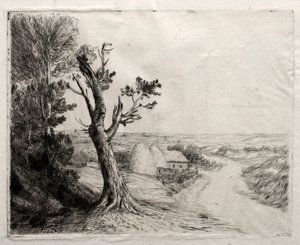 Paisagem com palhas. de Alphonse Legros