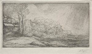Paisagem com duas árvores de Alphonse Legros